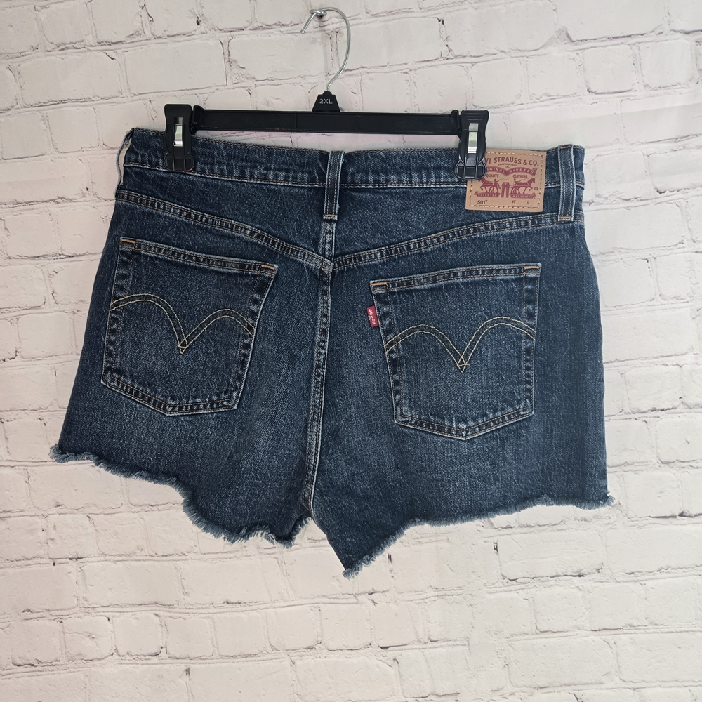 Levi's 501 Button Fly Women's Dark Blue Denim Cutoff Short Shorts Daisy Dukes 33